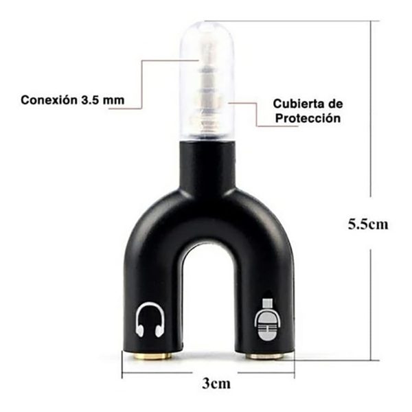 ADAPTADOR ESTEREO PARA MICROFONOS Y AUDIFONOS