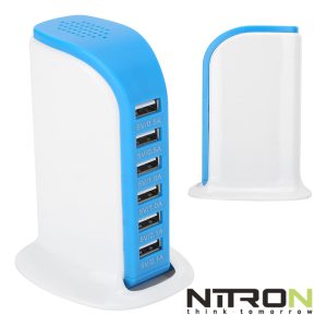 CARGADOR 6 PUERTOS USB TIPO TORRE 30W