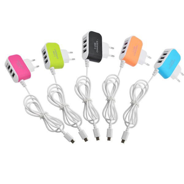 CARGADOR DE PARED TRIPLE USB VARIOS COLORES