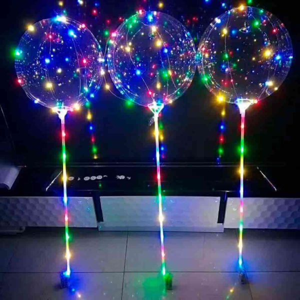 GLOBOS CON LUZ LED CON BATERIA X 10 UNIDADES