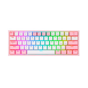 Teclado gamer wireless fizz pro k616-rgb mecanico blanco/rosado redragon