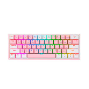 Teclado gamer wireless fizz pro k616-rgb mecanico rosado/blanco redragon