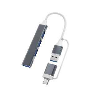 Hub 4 puertos usb y otg tipo c