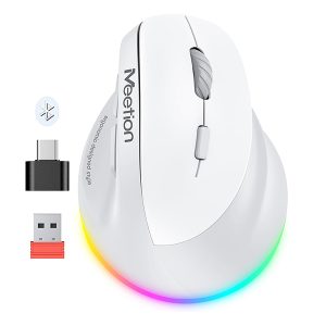 Mouse wireless ergonomico mt-btm010r blanco-gris meetion